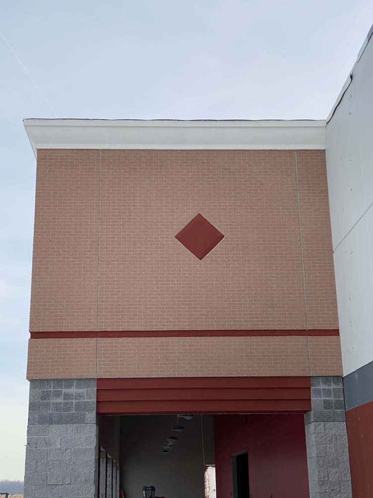 stucco and brick exterior